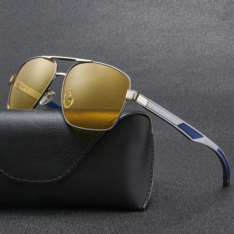 Aluminum-magnesium Polarized Sunglasses Fashionable Night-vision Photochromic Eyewear